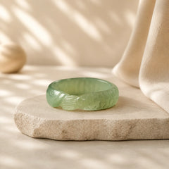 Hetian White Jade Cyan Jade Koi Fish Success Luck Ring featuring White Jade, Jade, Cyan Jade