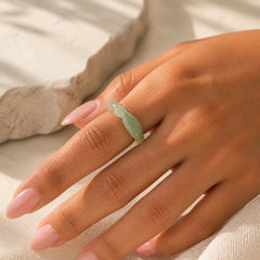 Hetian White Jade Cyan Jade Koi Fish Success Luck Ring featuring White Jade, Jade, Cyan Jade