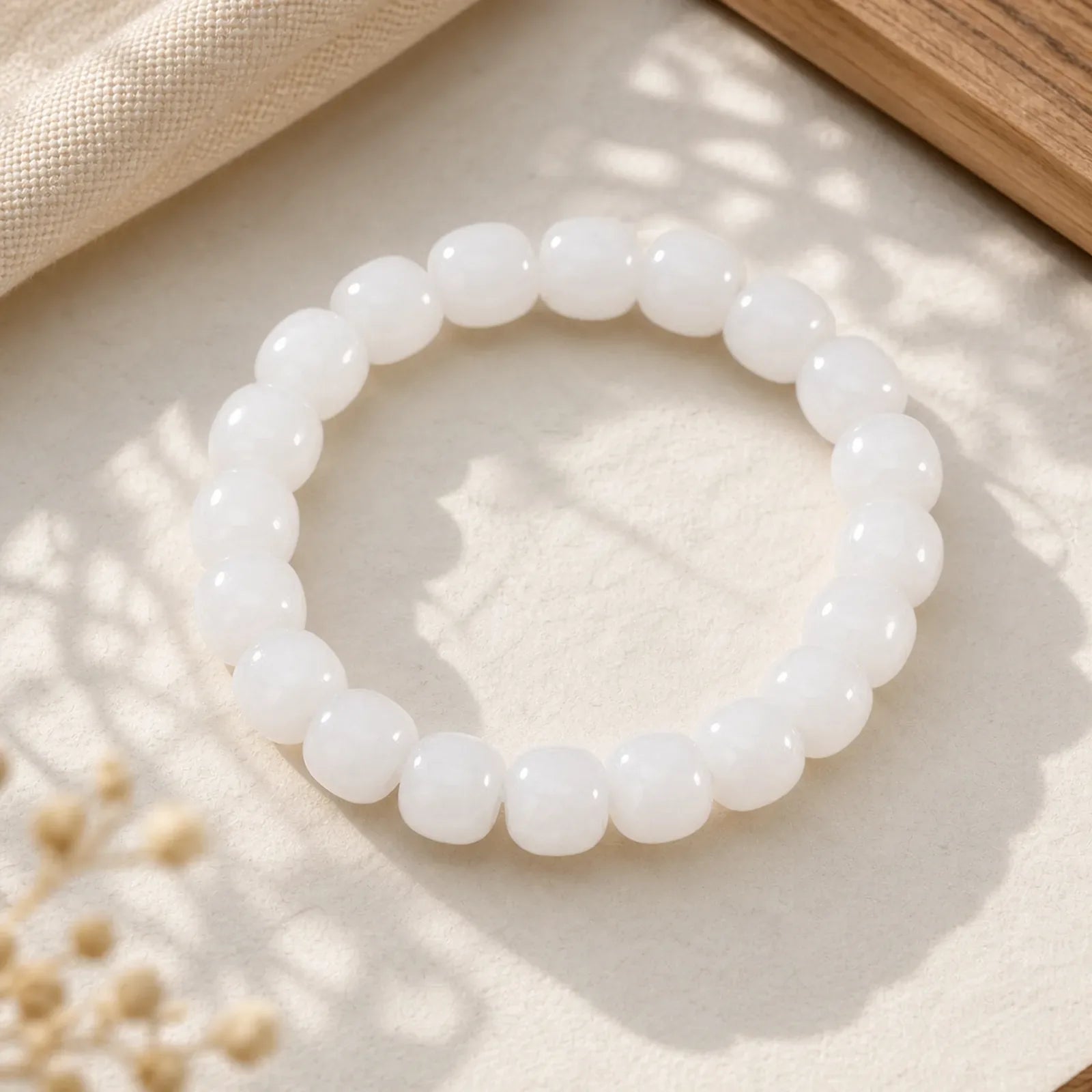 Hetian White Jade Happiness Blessing Bracelet featuring White Jade, Jade