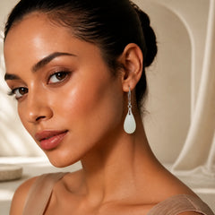 Hetian White Jade Water Drop Luck Blessing Dangle Earrings (Extra 30% Off | USE CODE: FS30) featuring White Jade, Jade