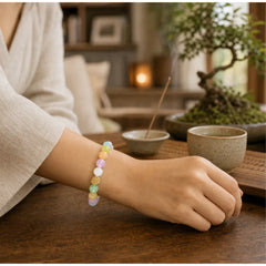 Hollow Design Multicolor Cat's Eye Round Beads Positive Bracelet featuring Cat's Eye / Chrysoberyl, White Cat's Eye, Green Cat's Eye