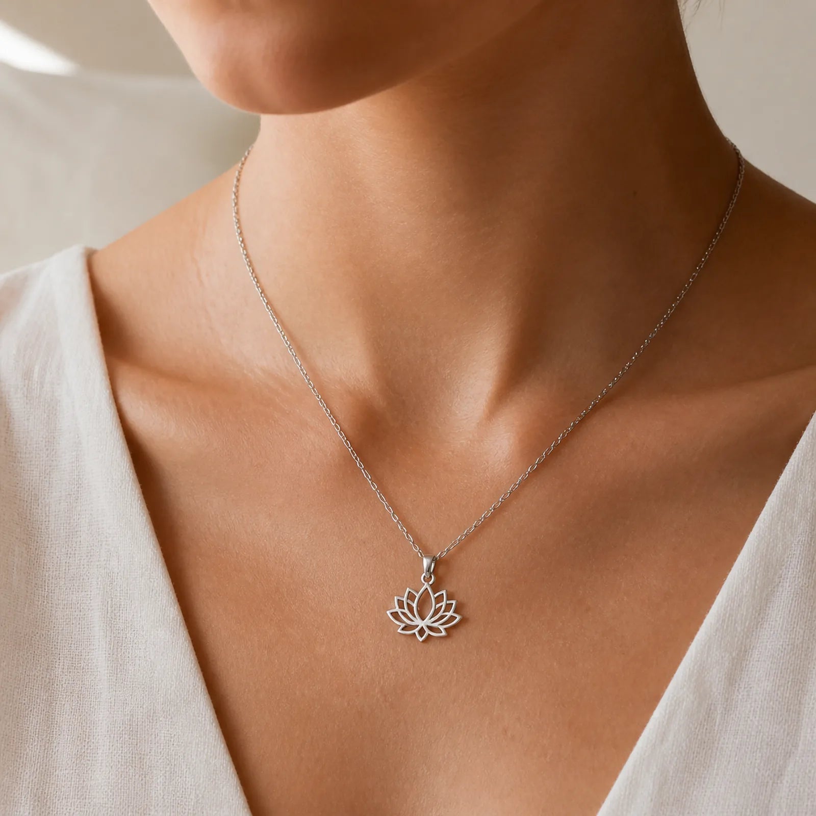 Hollow Lotus Design Stainless Steel Enlightenment Necklace Pendant featuring Lotus, Lotus Symbol
