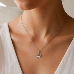 Hollow Lotus Design Stainless Steel Enlightenment Necklace Pendant featuring Lotus, Lotus Symbol