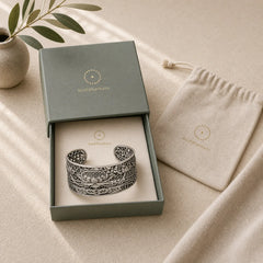 Hollow Lotus Silver Plated Copper Healing Enlightenment Bracelet Bangle featuring Lotus, Silver, Copper