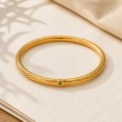 Hollow Universe Circle Design Copper Plated Gold Wealth Bracelet Bangle featuring Copper