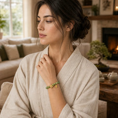 "Hoping for Peace and Blooming Joy" Green Jade Bracelet Includes Gift Message Card featuring Green Jade, Jade, Fu Character