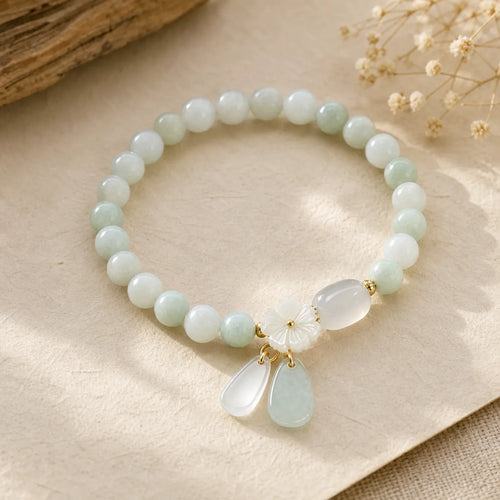 "Hoping for Purity and Peace"Natural White Jade Bracelet Includes Gift Message Card featuring White Jade, Jade