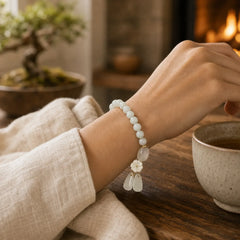 "Hoping for Purity and Peace"Natural White Jade Bracelet Includes Gift Message Card featuring White Jade, Jade