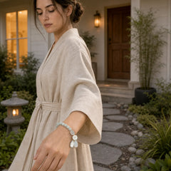 "Hoping for Purity and Peace"Natural White Jade Bracelet Includes Gift Message Card featuring White Jade, Jade