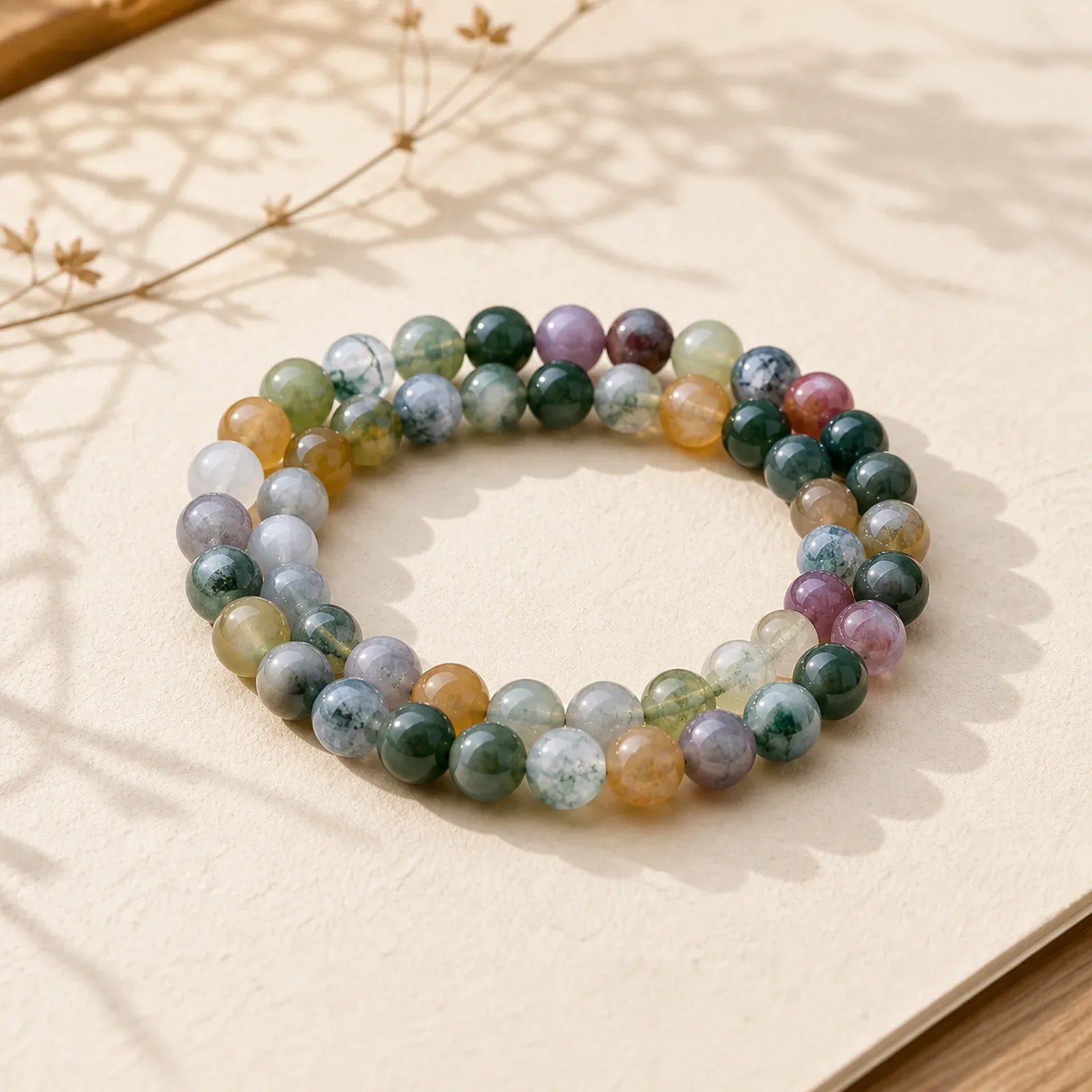 India Agate Beads Luck Yoga Bracelet featuring India Agate, Indian Agate