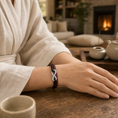 Infinitely Design Titanium Steel Braided Three-layer Leather Balance Bracelet featuring Titanium Steel