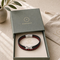 Infinitely Design Titanium Steel Braided Three-layer Leather Balance Bracelet featuring Titanium Steel