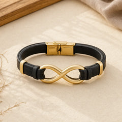 Infinitely Design Titanium Steel Multicolored Leather Strengthen Bracelet featuring Titanium Steel
