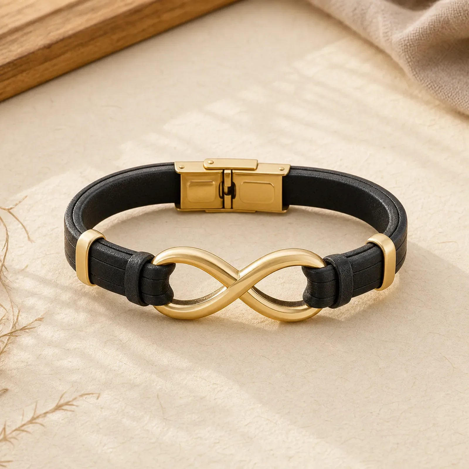 Infinitely Design Titanium Steel Multicolored Leather Strengthen Bracelet featuring Titanium Steel