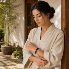 Infinitely Design Titanium Steel Single Layer Leather Balance Bracelet featuring Titanium Steel