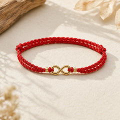 Infinity Charm Brass Red String Adjustable Protection Bracelet featuring Red String