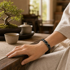 Infinity Design 444 Angel Number 888 Angel Number Titanium Steel Leather Strengthen Bracelet featuring Titanium Steel