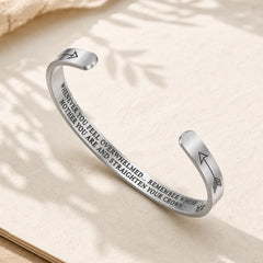 Inspirational Bracelets Personalized Gift for Her Him Engraved Mantra Cuff Bangle Crown Jewelry featuring