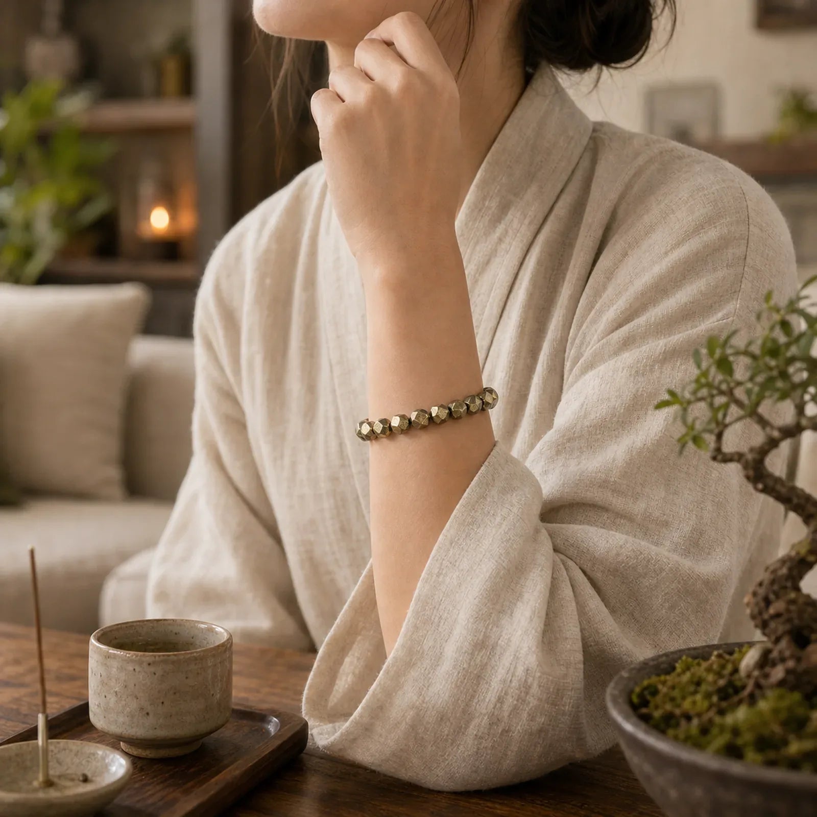 Irregular Beads Pyrite Protection Confidence Bracelet featuring Pyrite