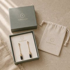 Irregular Natural Black Tourmaline Grounding Drop Earrings featuring Tourmaline, Black Tourmaline (Schorl), Copper