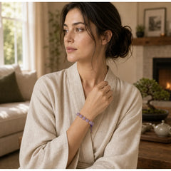 Irregular Shape Amethyst Braid String Balance Bracelet featuring Amethyst