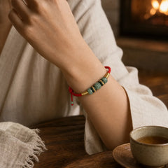 Jade Abacus Bead Prosperity Red String Rope Bracelet featuring Jade, Red String