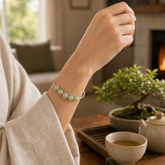 Jade Abundance Luck Blessing Bracelet Bangle featuring Jade
