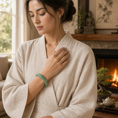 Jade Abundance Luck Healing Bangle Bracelet featuring Jade