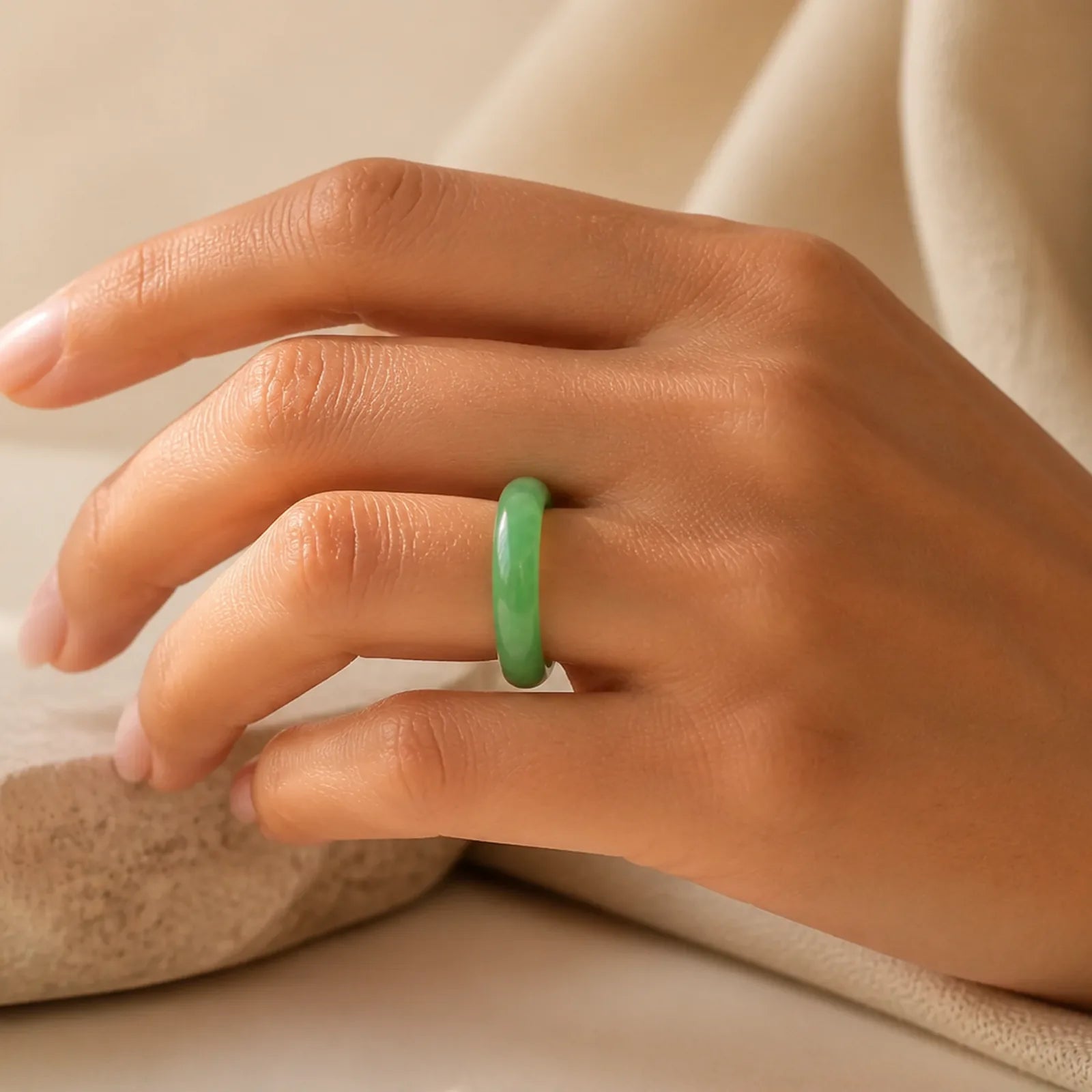 Jade Abundance Luck Ring featuring Jade
