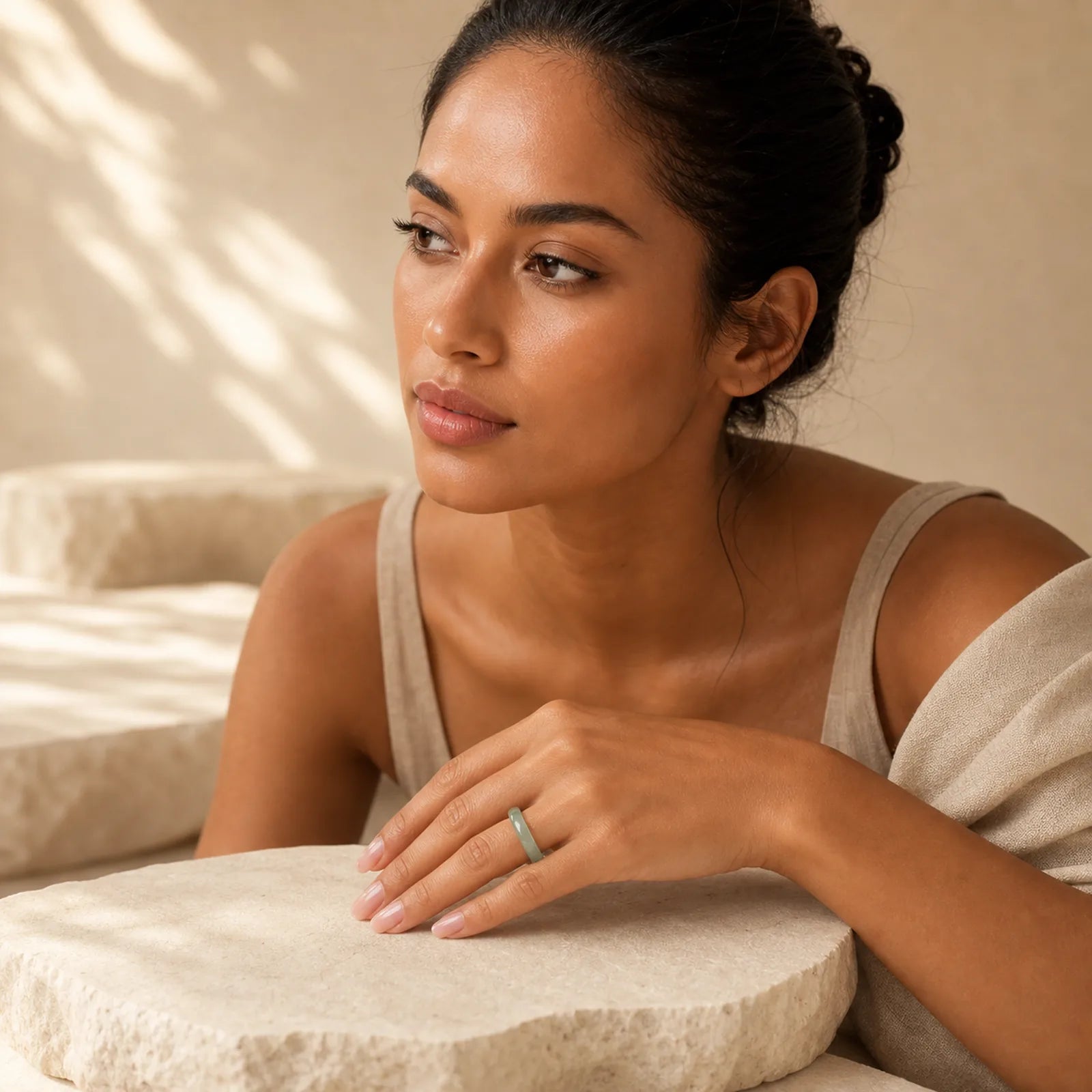 Jade Abundance Prosperity Multiple Sizes Available Ring featuring Jade