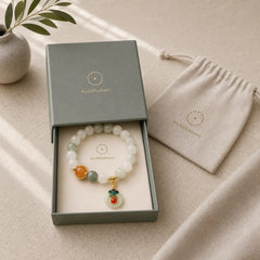 Jade Auspicious Clouds Red Agate Citrine Prosperity Bracelet featuring Jade, Red Agate, Citrine