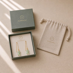 Jade Bamboo Pattern Luck Drop Earrings featuring Jade, Bamboo, Copper