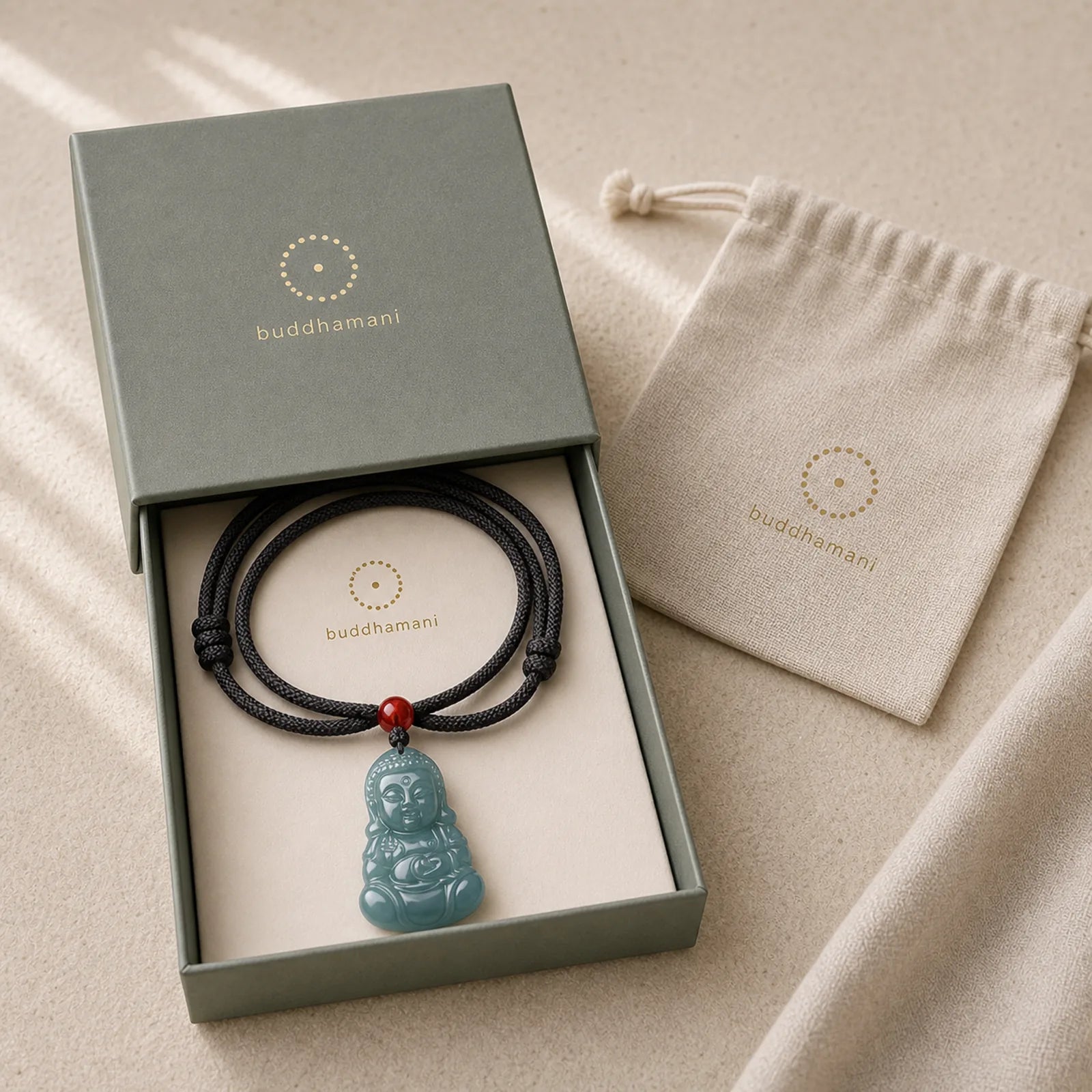 Jade Baobao Buddha Prosperity Necklace Pendant featuring Jade, Buddha Symbol