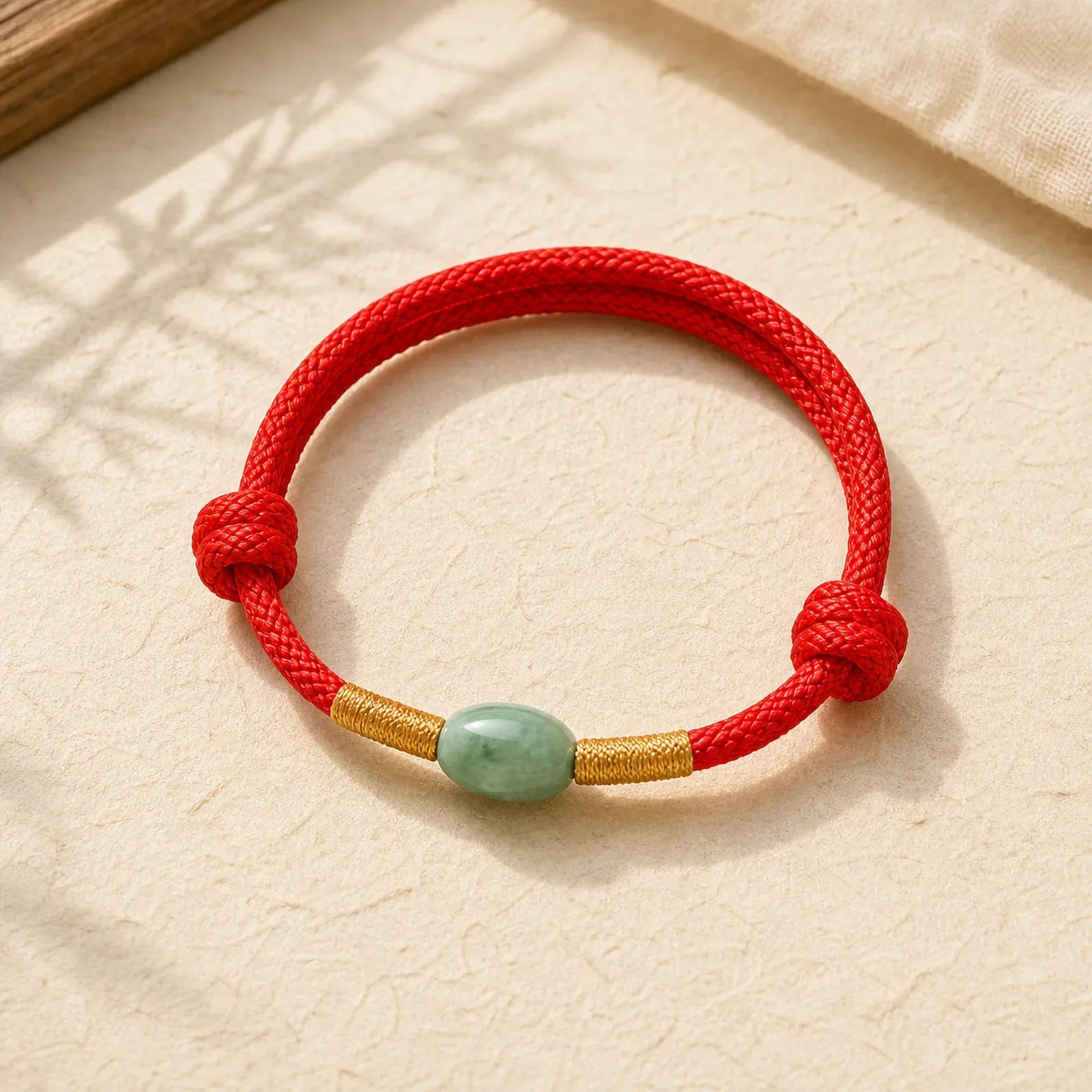 Jade Bead Red String Protection Bracelet featuring Jade, Red String