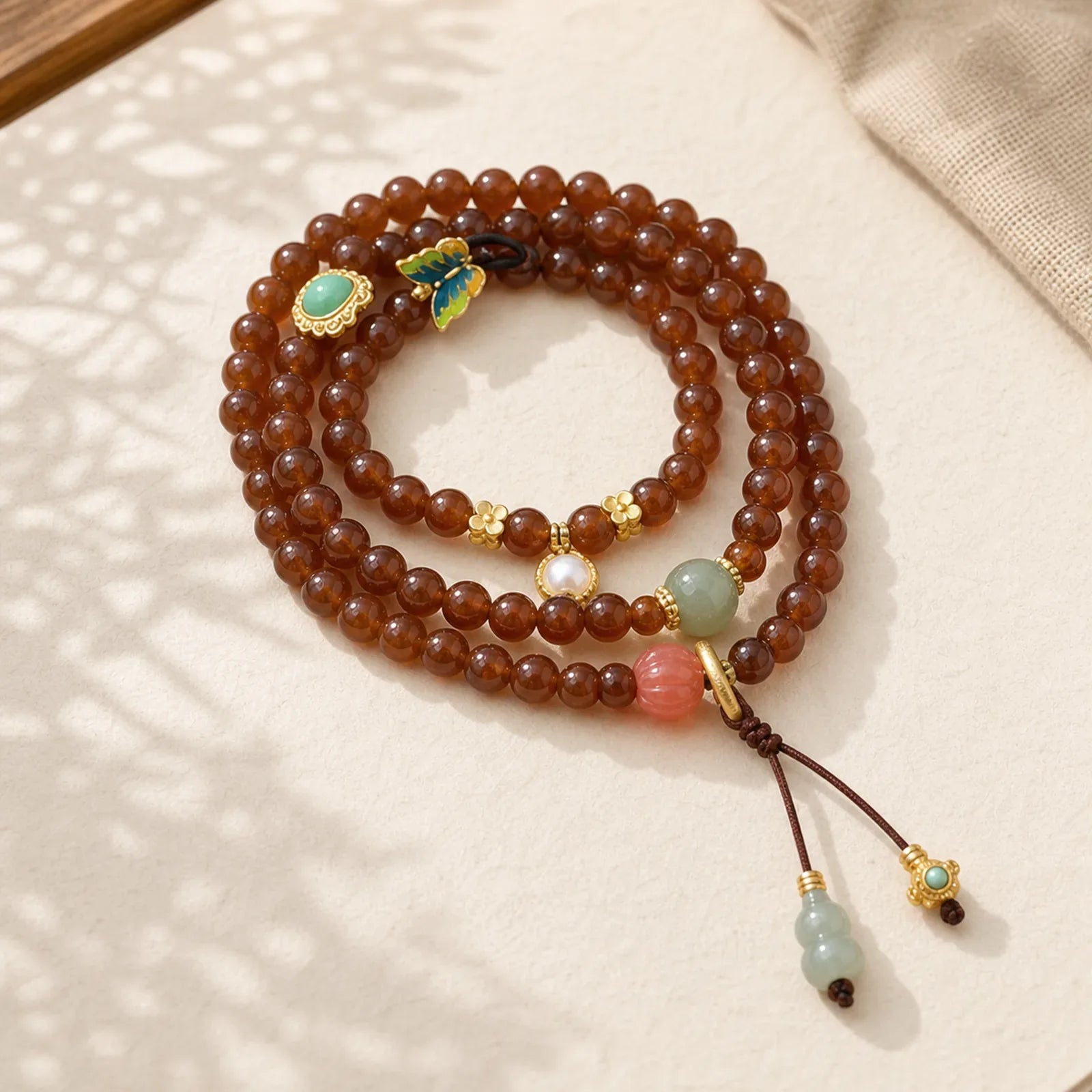 Jade Butterfly Gourd Prosperity Luck Bracelet Necklace featuring Jade, Butterfly, Feng Shui Butterfly