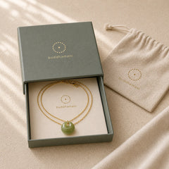 Jade Child Lock Luck Mini Pendant Necklace featuring Jade, Copper, Silver