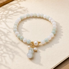 Jade Gourd Blessing Protection Charm Bracelet featuring Jade