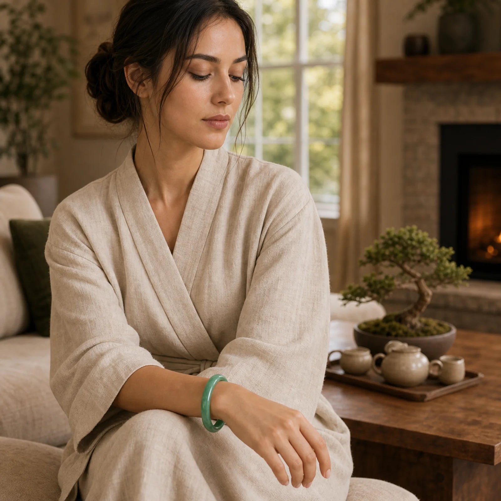 Jade Healing Abundance Protection Bracelet Bangle featuring Jade