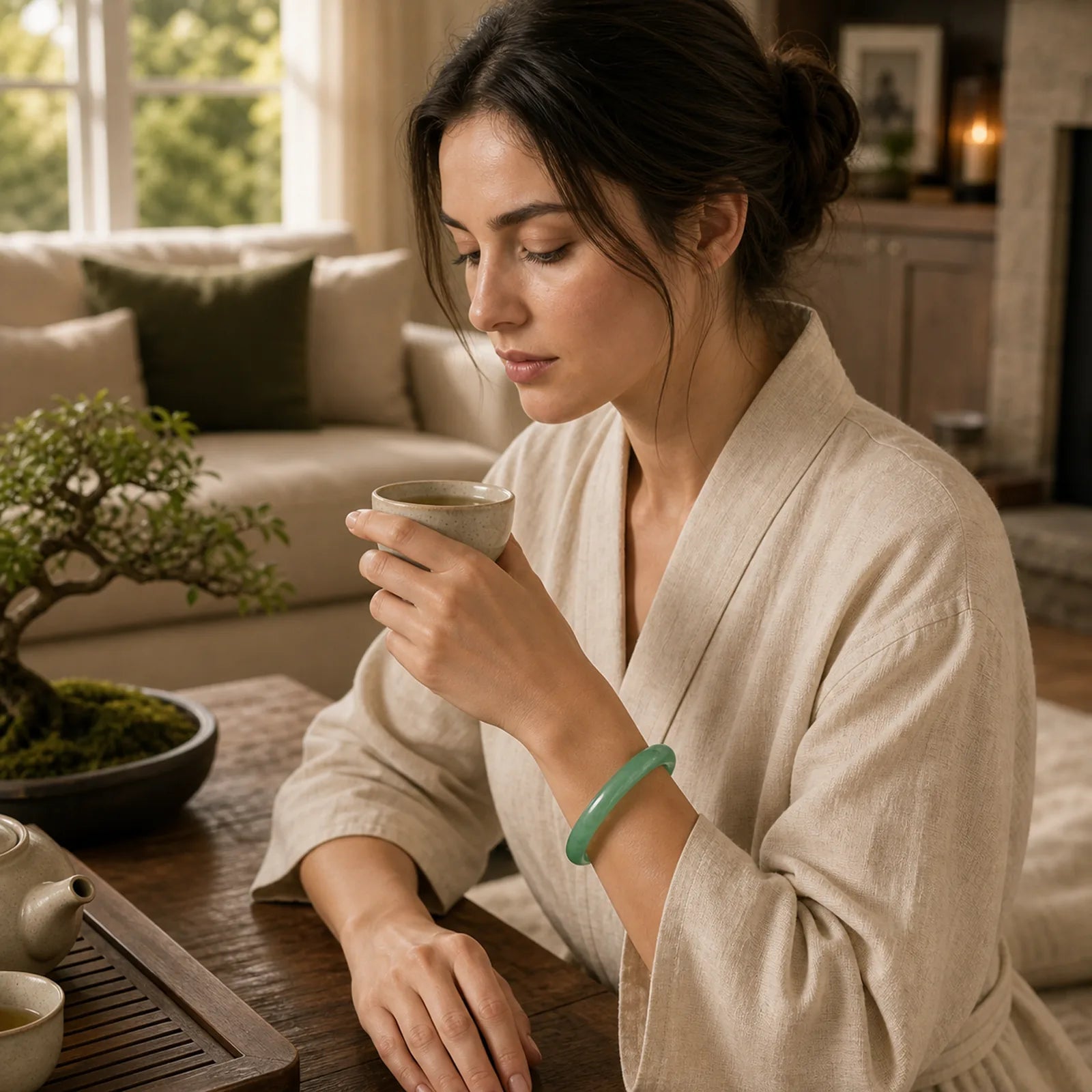 Jade Healing Abundance Protection Bracelet Bangle featuring Jade