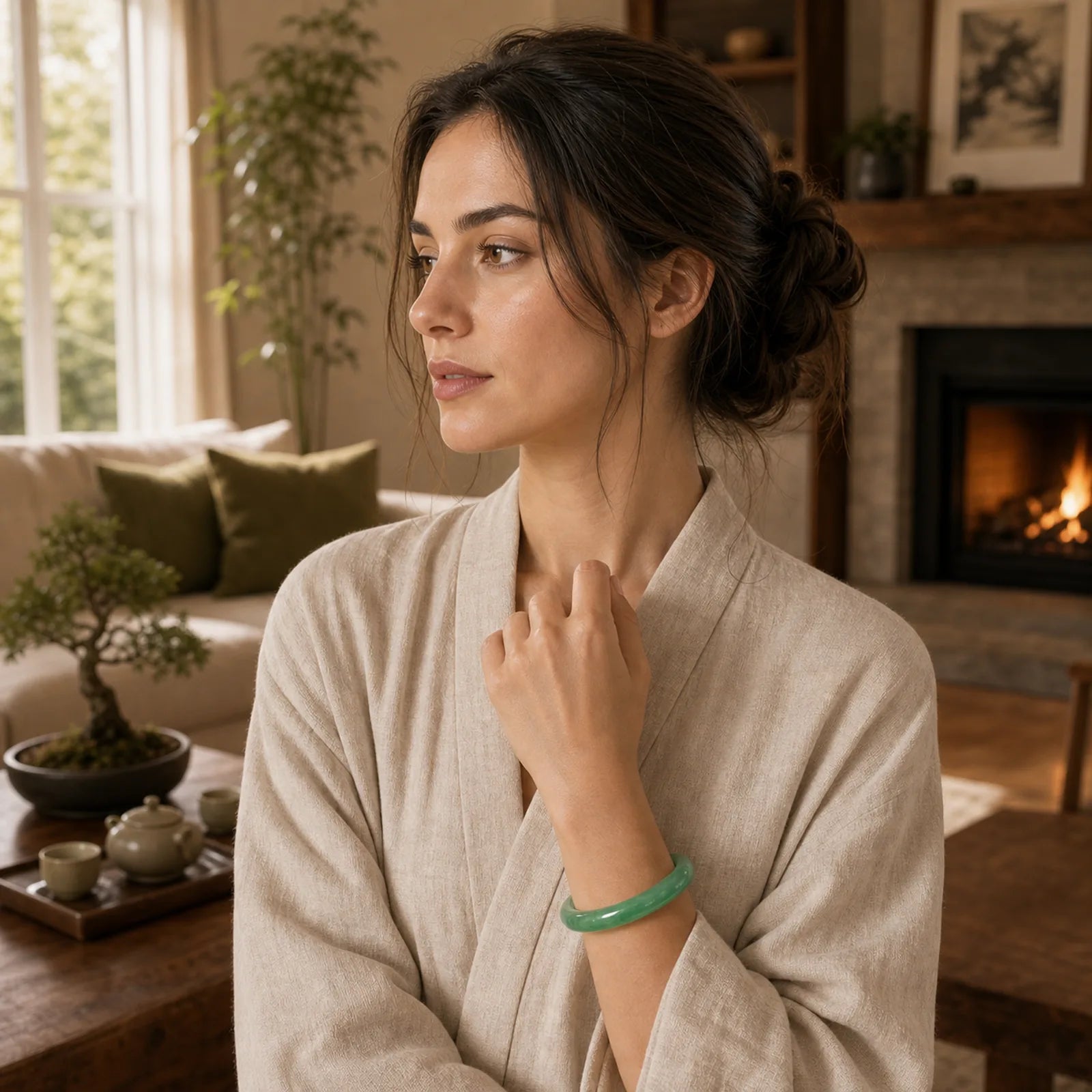 Jade Healing Abundance Protection Bracelet Bangle featuring Jade