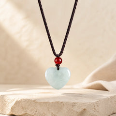 Jade Heart Prosperity Necklace Pendant featuring Jade