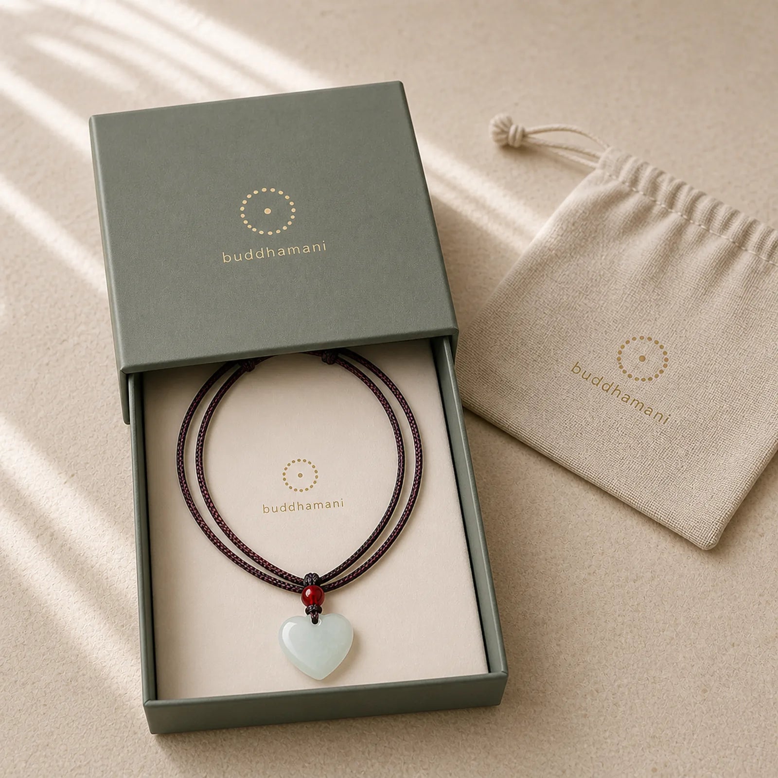 Jade Heart Prosperity Necklace Pendant featuring Jade