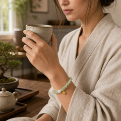 Jade Lotus Abundance Adjustable Bracelet featuring Jade, Lotus, Lotus Symbol