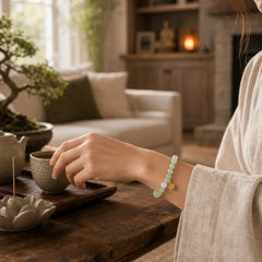 Jade Lotus Abundance Adjustable Bracelet featuring Jade, Lotus, Lotus Symbol
