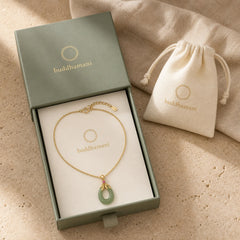 Jade Oval Pattern Blessing Fortune Necklace Pendant featuring Jade, Titanium Steel