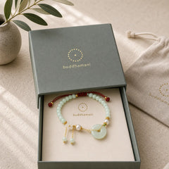Jade Peace Buckle Beads Flower Prosperity Bracelet featuring Jade, Peace Buckle, Copper