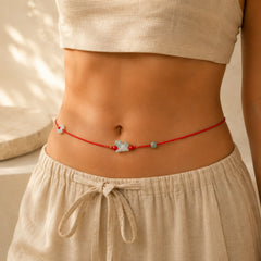Jade Peace Buckle Blessing Red String Belly Chain featuring Jade, Peace Buckle, Red String