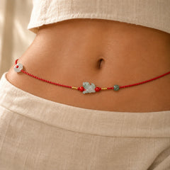 Jade Peace Buckle Blessing Red String Belly Chain featuring Jade, Peace Buckle, Red String