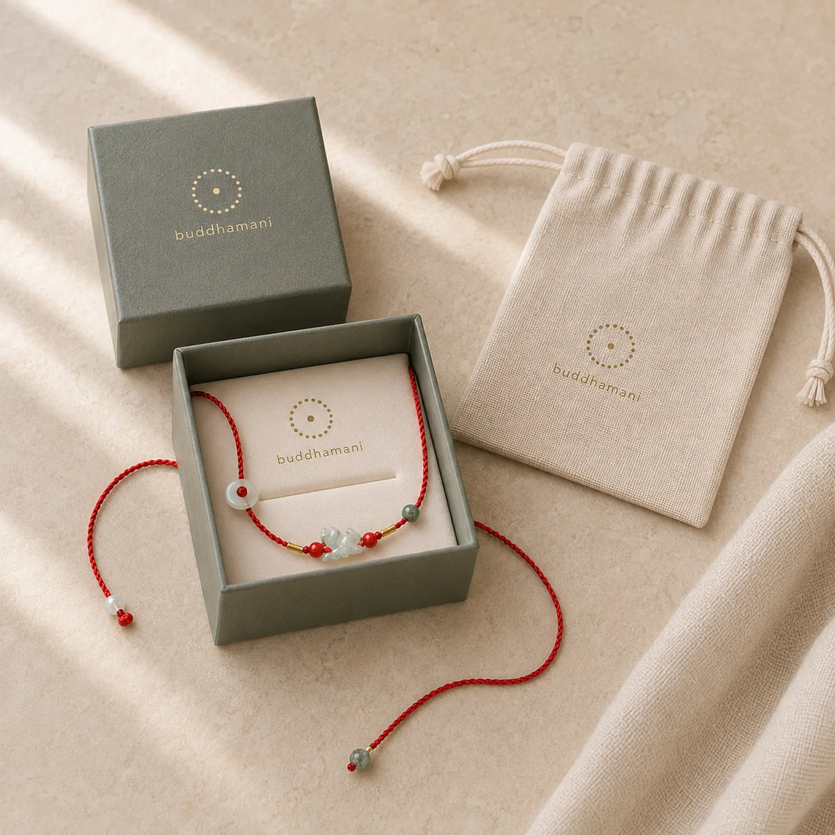Jade Peace Buckle Blessing Red String Belly Chain featuring Jade, Peace Buckle, Red String