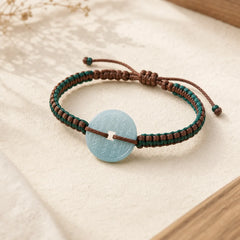 Jade Peace Buckle Hand-Woven Tranquility Adjustable Bracelet featuring Jade, Peace Buckle, Copper